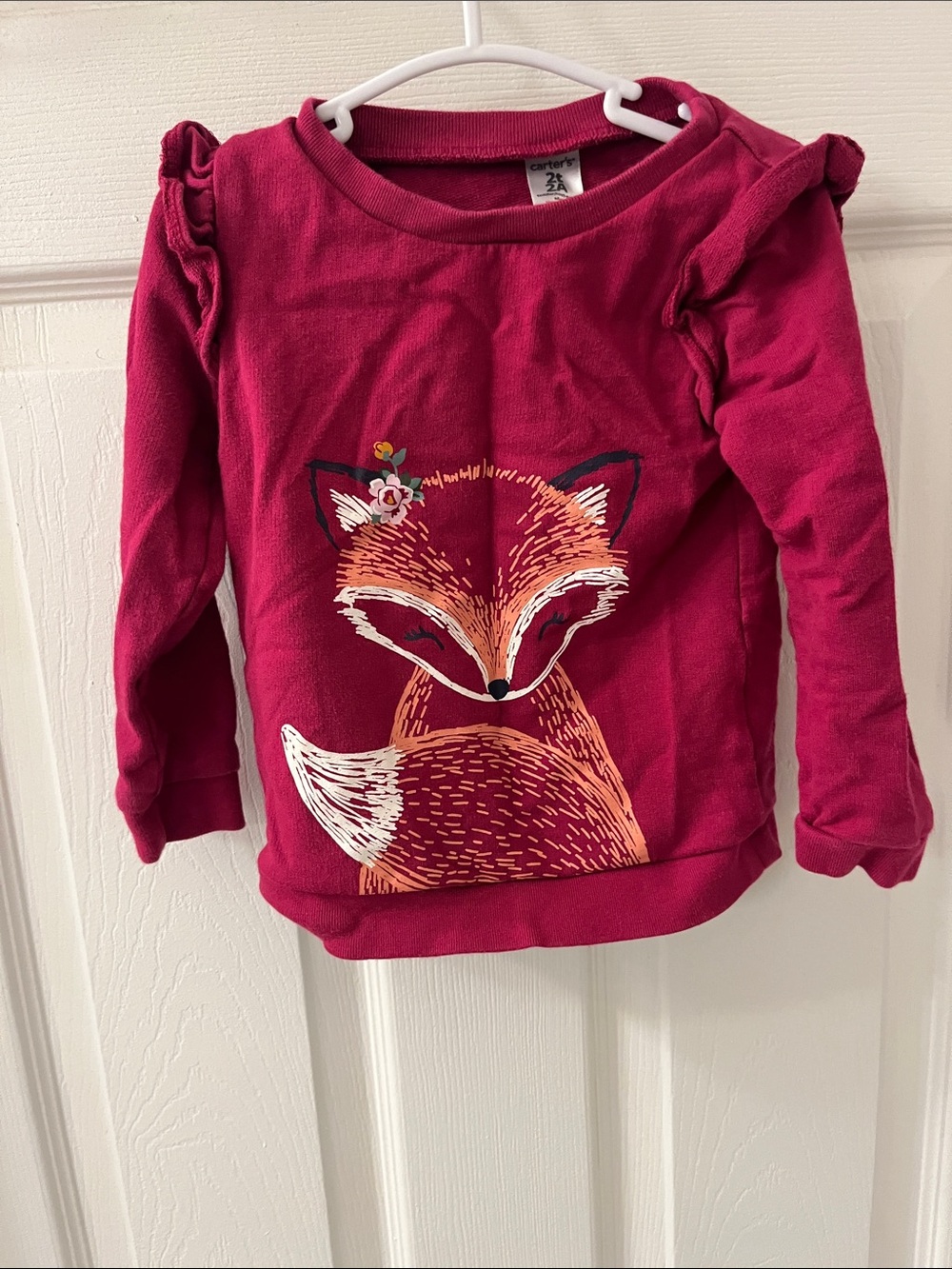 Carter's Magenta Girls Fox Graphic Long-Sleeve Hoodie